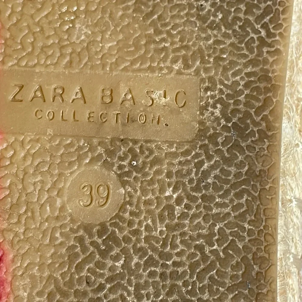 Zara Basic Faux Suede Espadrilles Slip On Flats Black Tan 8.5 (39)